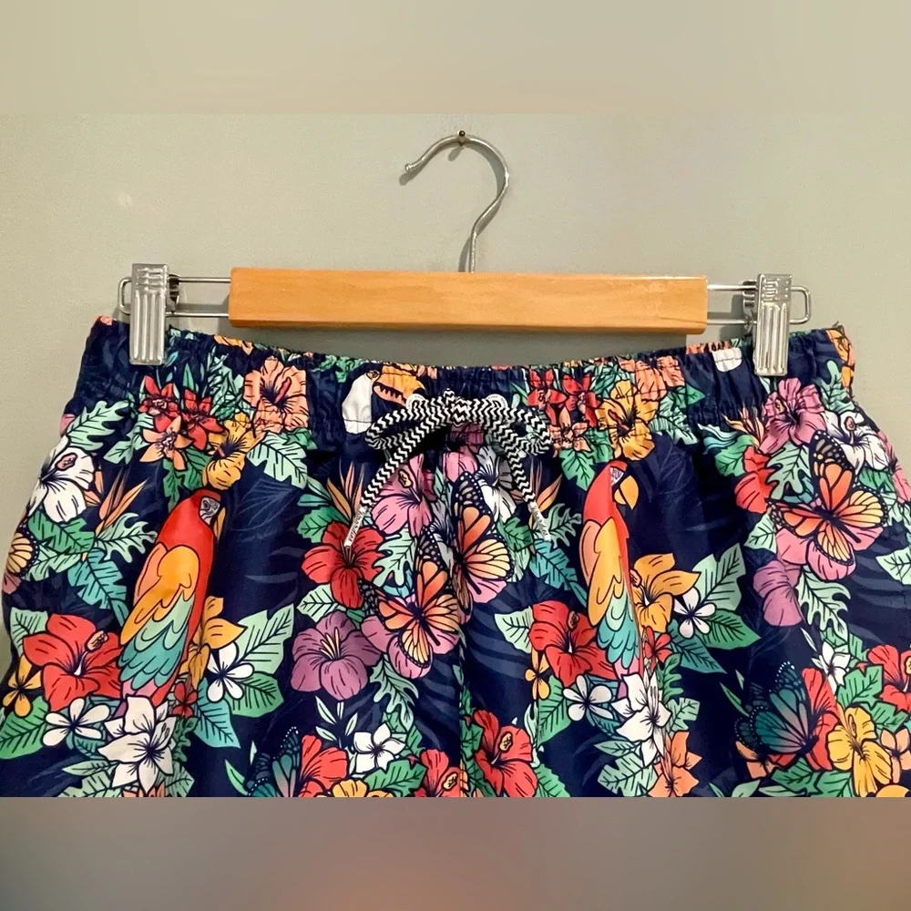 Boardies Apparel Tropical Print Men’s Mesh Lined Hawaiian Swim Trunks-Size Large